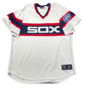 VTG 1985 Chicago White Socks Jersey Men's Sz 2X 75 Years Patch Majestic USA Made